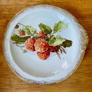 MCM 6 3/4”  Sevres FRANCE Serving Plate Strawberries. Early 1900s.